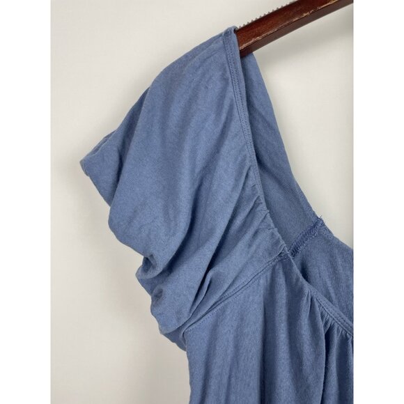 We The Free Light Blue Off The Shoulder Short Sleeve Ruffle Crop Top Size L - Picture 2 of 5
